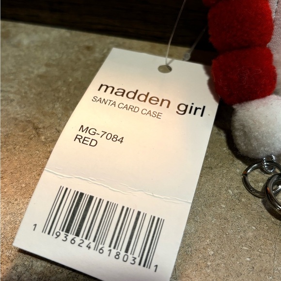 Madden Girl Santa Faux Fur Beard Credit Card Wallet With Pom Pom Key Clip NWT - Picture 2 of 8